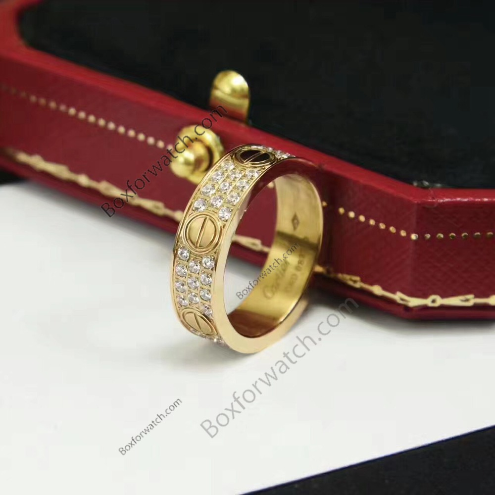 High Quality Copy Cartier Love Ring Yellow gold All Diamond